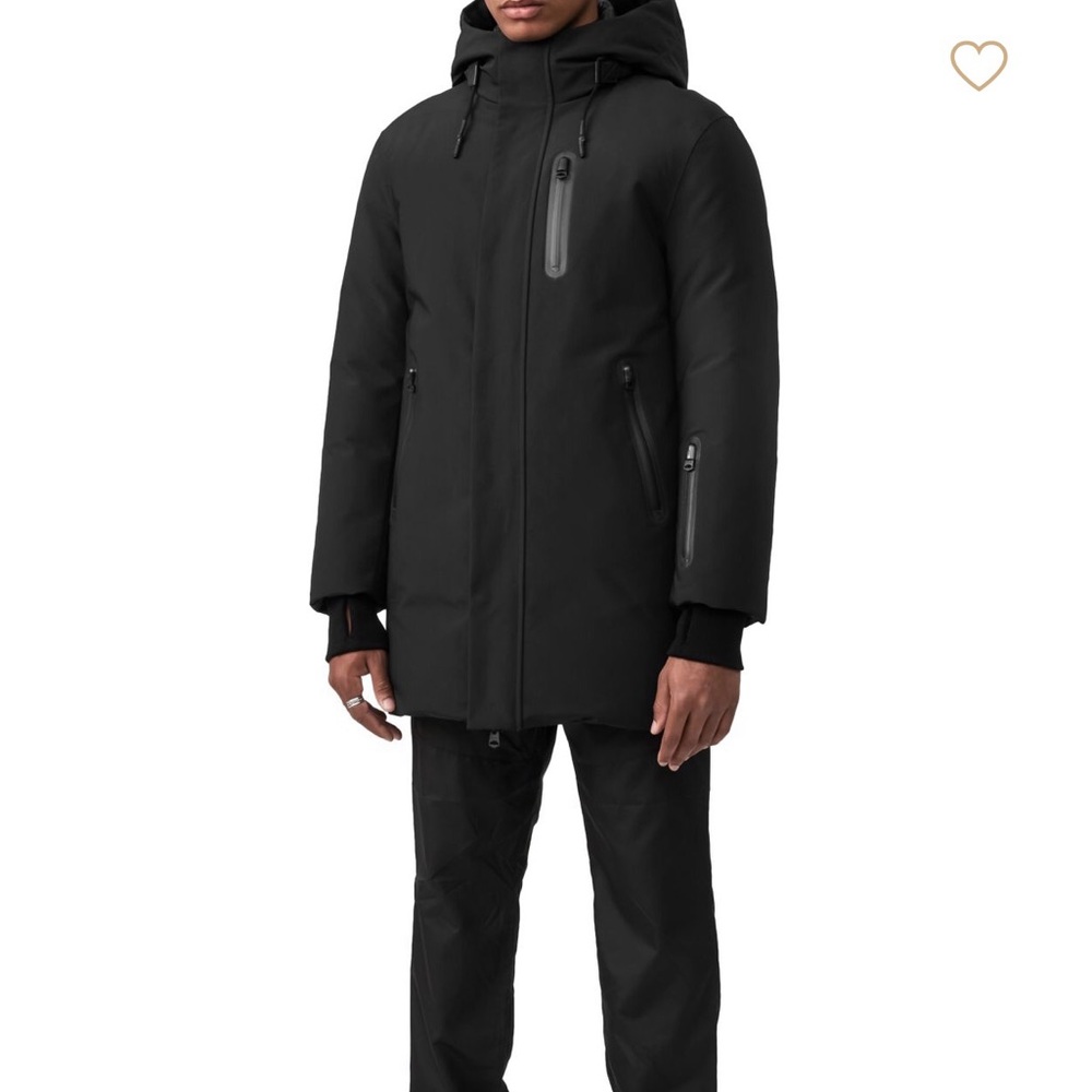 Mackage Mens  Chano Leather-Trim Down Coat, Black